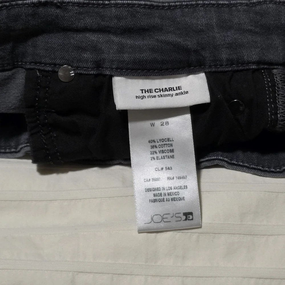Joe's Jeans The Charlie High Rise Skinny Ankle Jeans‎ Black/Gray Women's Size 28